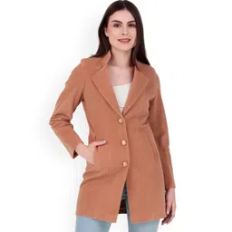 Brazo Women Regular Fit Single Breasted Long Overcoat-image-23