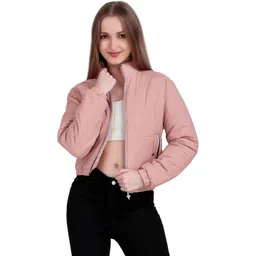 Brazo Women Stand Collar Solid Lightweight Puffer Jacket-image-30