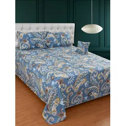 BREVARD Blue Yewllo Ethnic Motifs Superfine Double Queen Bedding Set-picture-17
