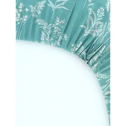 BREVARD Green Floral 210 TC Fitted Queen Bedsheet With 2 Pillow Covers image 4