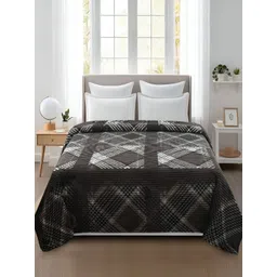 BREVARD Grey Melange & White Checked 190 GSM Queen SizeDuvetCover-picture-37