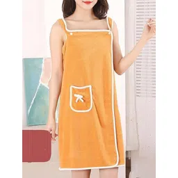 BREVARD Mustard Yellow 300 GSM Square Neck Bath Robe-picture-31