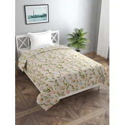 BREVARD Off White & Green Floral Printed Single Duvet Cover-picture-38