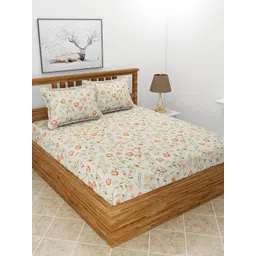 BREVARD Off White & Pink Cartoon Characters 210 TC Queen Bedsheet with 2 Pillow Covers-picture-30