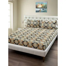 BREVARD Off White Geometric 210 TC Single Bedsheet Set 91 cm x 182 cm-picture-35