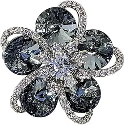 bria by saar ELEGANT BLUE FLORAL BROOCH – SILVER-TONE WITH CUBIC ZIRCONIA ACCENTS BBS-BRCH-MJST-BL-picture-48