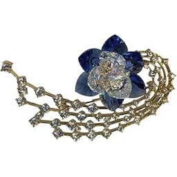 bria by saar MIDNIGHT AURORA BROOCH – SAPPHIRE BLUE WITH CRYSTAL PETALS AND CHAIN SPARKLE BBS-BRCH-RGPL-BL-picture-32