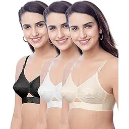 brida ladies innerwear Brida Sajini Women's Cotton Round Stitch Bra | Full Coverage | Single Layered | Non-Padded | Wireless | Saree Bra for Heavy Bust | Daily Use | Combo-picture-24