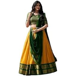 Bridal Bliss Half Saree Art Silk Dhavni Set_kaju Yellow 11_06_0420-picture-56