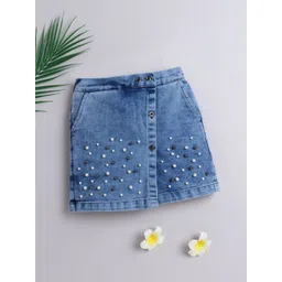 BRIGHT STARS KIDSWEAR Girls Embellished Denim Mini Skorts Skirts-picture-21