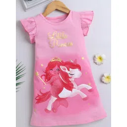 BRIGHT STARS KIDSWEAR Girls Graphic Printed Cotton Sheath Dress-picture-26