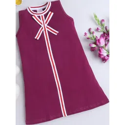 BRIGHT STARS KIDSWEAR Kids Magenta 100% Cotton Sporty A-Line Dress-picture-31
