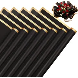 Golden Border Line Korean Flower Wrapping Paper For Bouquet,Gift Wrap,DIY(Black) Flower Plastic Gift Wrapper-image-18