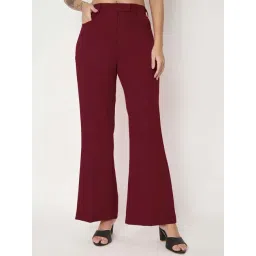 Brinns Burgundy Flaired Fit Trousers-picture-41