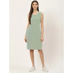 BRINNS Green Cotton Solid Bodycon Dress-picture-43