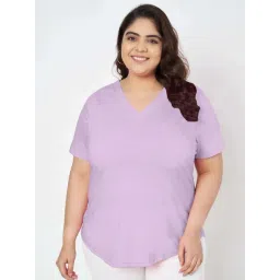 Brinns Lavender Cotton Regular Fit Plus Size T-Shirt-picture-11