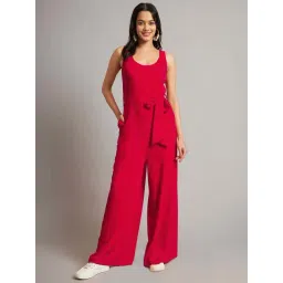 Brinns Magenta Cotton Regular Fit Jumpsuit-picture-20