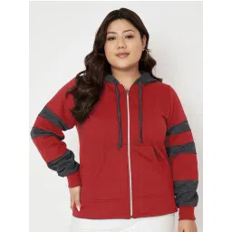 BRINNS Maroon Color-Block Hoodie Sweatshirt-picture-16