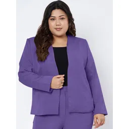 BRINNS Notched Lapel Open Front Blazer-picture-40