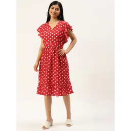 BRINNS Red & White A-Line Midi Dress-picture-37