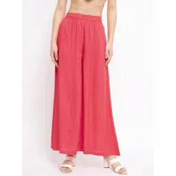 BRINNS Red Flared Fit Mid Rise Palazzos-picture-31