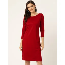 BRINNS Red Solid Shift Dress-picture-26