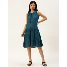 BRINNS Teal Tie-Up Neck Dress-picture-34