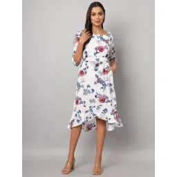 BRINNS White & Blue Floral Print Midi Dress-picture-29