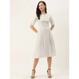 BRINNS White Solid Flared Dress-picture-32