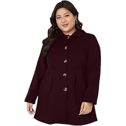 brinns Woman Plus Size Notched Collar Hip Length Fleece Overcoat-picture-30