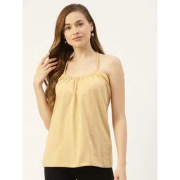 BRINNS Women Beige Solid Styled Back Top-picture-13