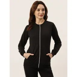 BRINNS Women Black Fleece Sporty Jacket-picture-10
