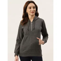 BRINNS Women Charcoal Grey Hooded Sweatshirt-picture-34