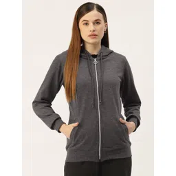 BRINNS Women Charcoal Grey Solid Hooded Sweatshirt-picture-16