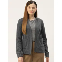 BRINNS Women Charcoal Grey Solid Open Front Jacket-picture-12