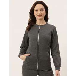 BRINNS Women Grey Melange Fleece Sporty Jacket-picture-32