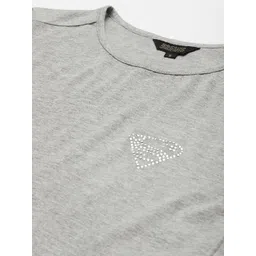 BRINNS Women Grey Solid Half Sleeved T-shirt image 3