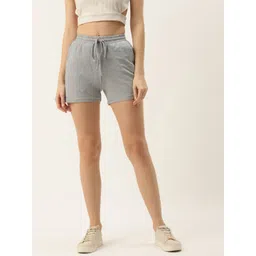 BRINNS Women Light Grey Solid Mid Waist Above Knee Regular Shorts-picture-40