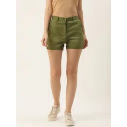 BRINNS Women Olive Green Solid Regular Shorts-picture-30