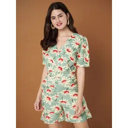 BRINNS Women Printed V-Neck Short Sleeves Fashion Jumpsuit-picture-19