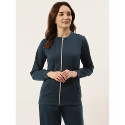 BRINNS Women Teal Blue Fleece Sporty Jacket-picture-10