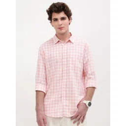 British Club Men Classic Slim Fit Gingham Checked Spread Collar Casual Shirt-picture-10