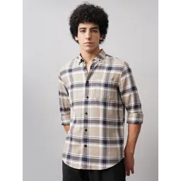 British Club Men Classic Spread Collar Tartan Checked Cotton Casual Shirt-picture-40