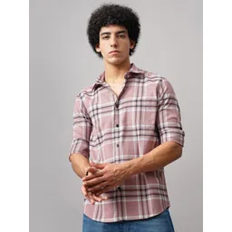 British Club Men Classic Spread Collar Tartan Checked Cotton Slim Fit Casual Shirt-picture-19