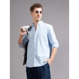 British Club Men Smart Fit Gingham Checked Button-Down Collar Cotton Casual Shirt-picture-14