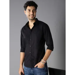 British Club Men Smart Slim Fit Spread Collar Opaque Casual Shirt-picture-36