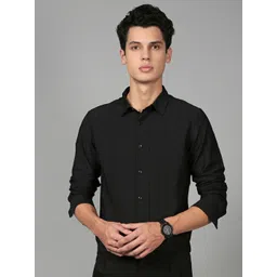 British Club Men Smart Slim Fit Textured Spread Collar Cotton Formal Shirt-picture-32