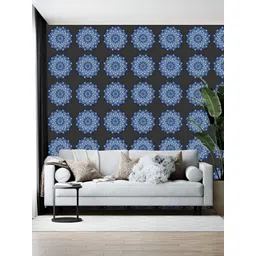 British Terminal Black & Blue Abstract Printed Wallpaper-picture-25