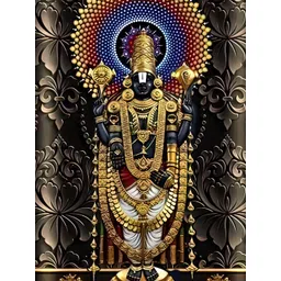 British Terminal Black & Gold-Toned God Tirupati Balaji Religious Wall Painting-picture-37