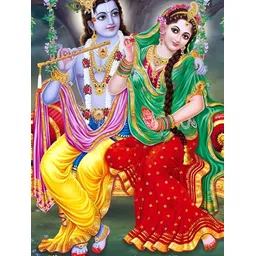 British Terminal Blue & Red Lord Radha Krishna Religious Wall Painting-picture-41